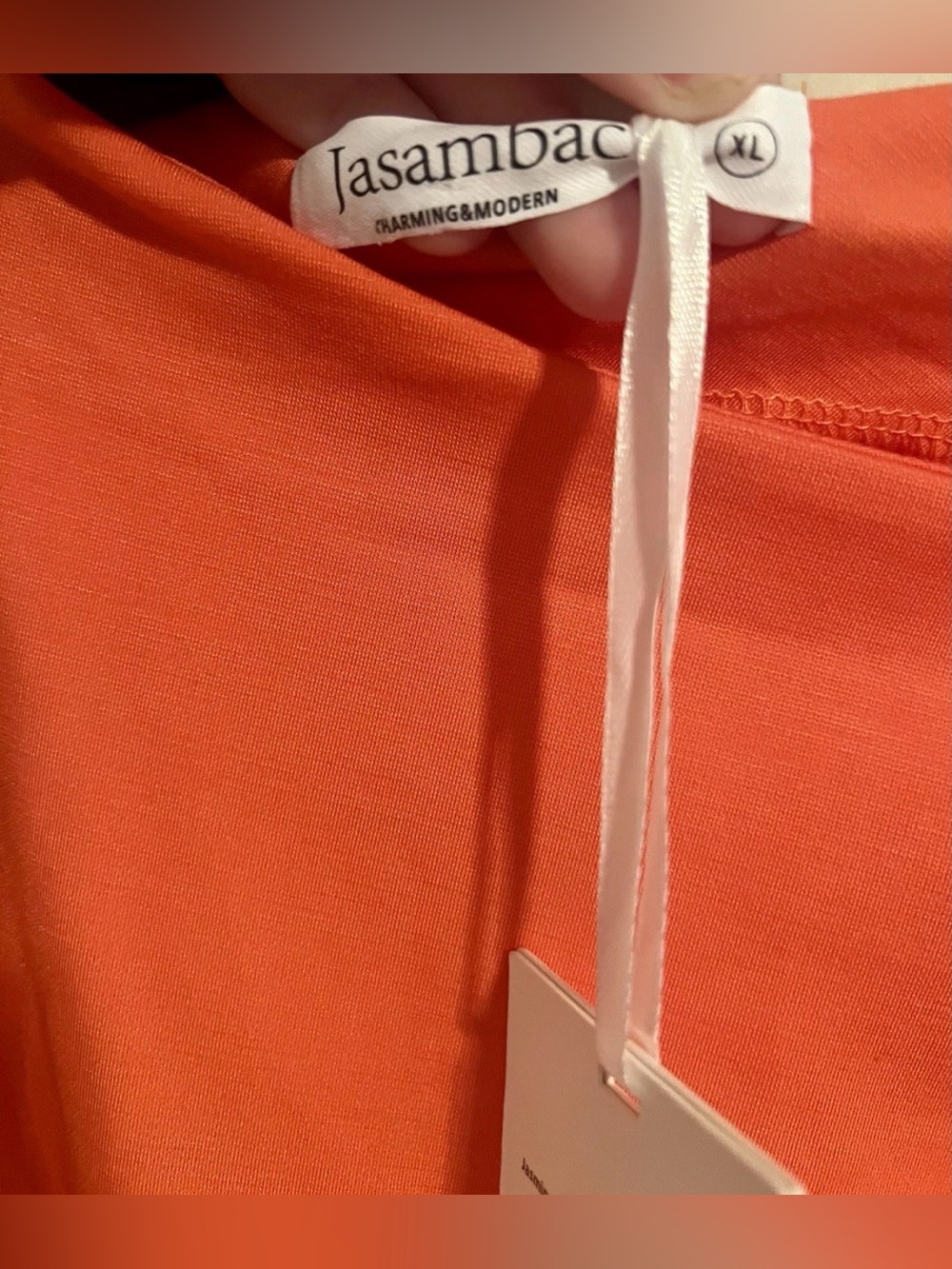 NWT Women’s JASAMBAC Sleeveless Orange Midi Dress with Knotted Waist Size XL - Picture 3 of 16